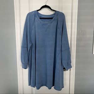 American Eagle AE Sweatshirt Babydoll Dress XL Blue French Terry Tunic